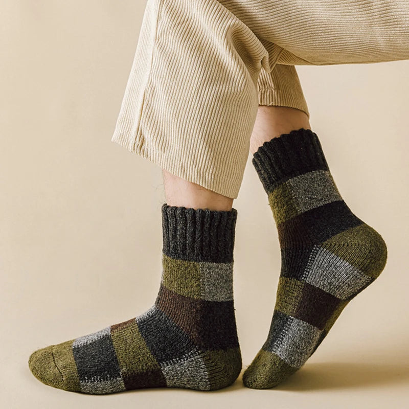 Men's Winter Thermal Wool Colorblock Socks 5 Pairs by HitMyNeed