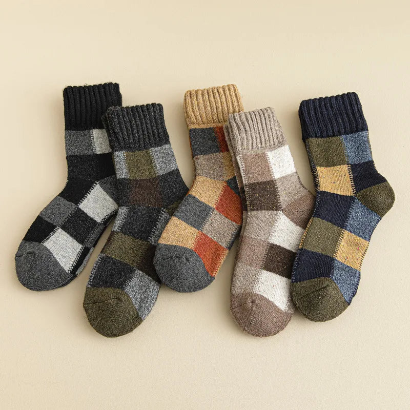 Men's Winter Thermal Wool Colorblock Socks 5 Pairs 5mix-colors by HitMyNeed