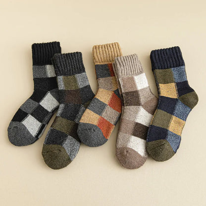 Men's Winter Thermal Wool Colorblock Socks 5 Pairs 5mix-colors by HitMyNeed