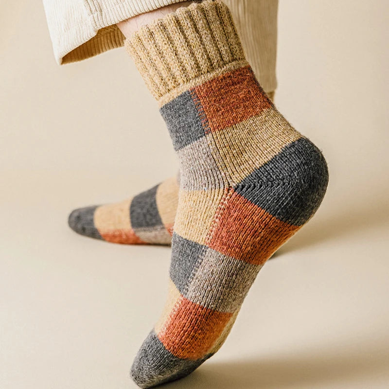 Men's Winter Thermal Wool Colorblock Socks 5 Pairs by HitMyNeed