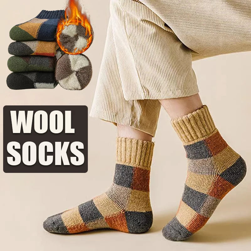 Men's Winter Thermal Wool Colorblock Socks 5 Pairs by HitMyNeed