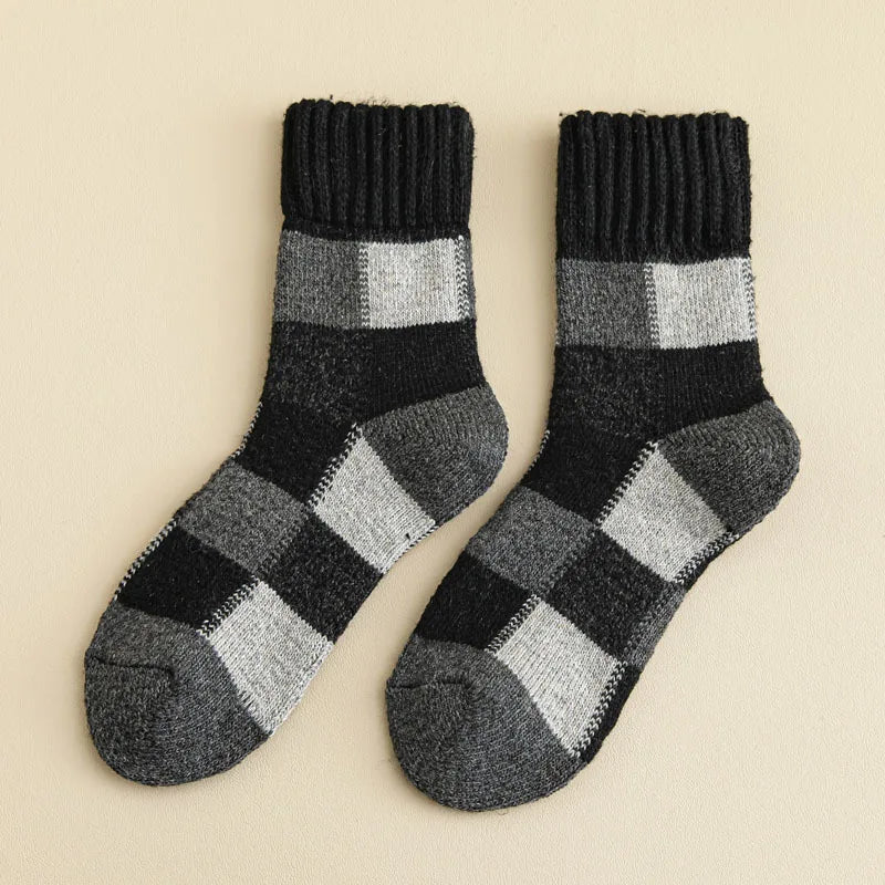 Men's Winter Thermal Wool Colorblock Socks 5 Pairs black by HitMyNeed