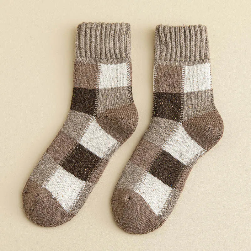 Men's Winter Thermal Wool Colorblock Socks 5 Pairs khaki by HitMyNeed