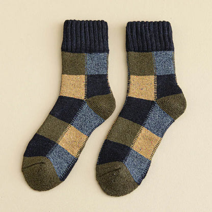 Men's Winter Thermal Wool Colorblock Socks 5 Pairs navy by HitMyNeed