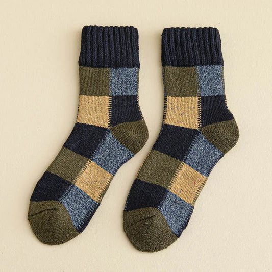 Men's Winter Thermal Wool Colorblock Socks 5 Pairs navy by HitMyNeed