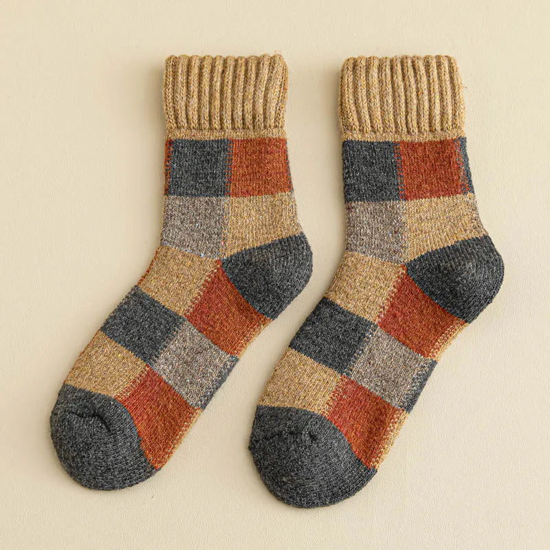 Men's Winter Thermal Wool Colorblock Socks 5 Pairs yellow by HitMyNeed