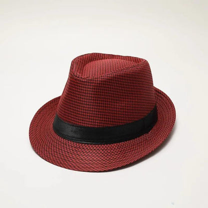 Men's Wool Felt Jazz Hat with Wide Brim mz1449wine-red by HitMyNeed