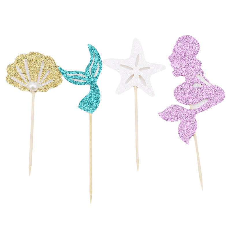 Mermaid Birthday Cake Toppers Set of 24 by HitMyNeed