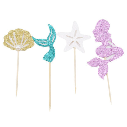 Mermaid Birthday Cake Toppers Set of 24 by HitMyNeed