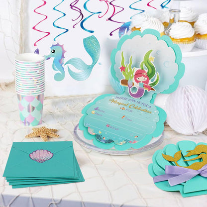 Mermaid Birthday Party Invitations Set (6 Cards) by HitMyNeed