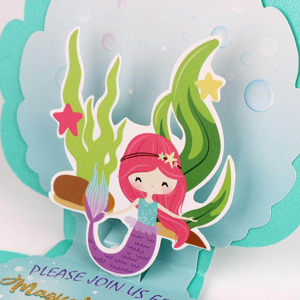 Mermaid Birthday Party Invitations Set (6 Cards) by HitMyNeed
