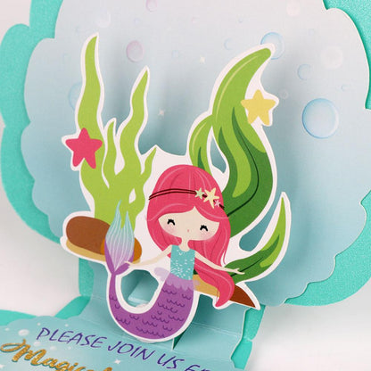 Mermaid Birthday Party Invitations Set (6 Cards) by HitMyNeed