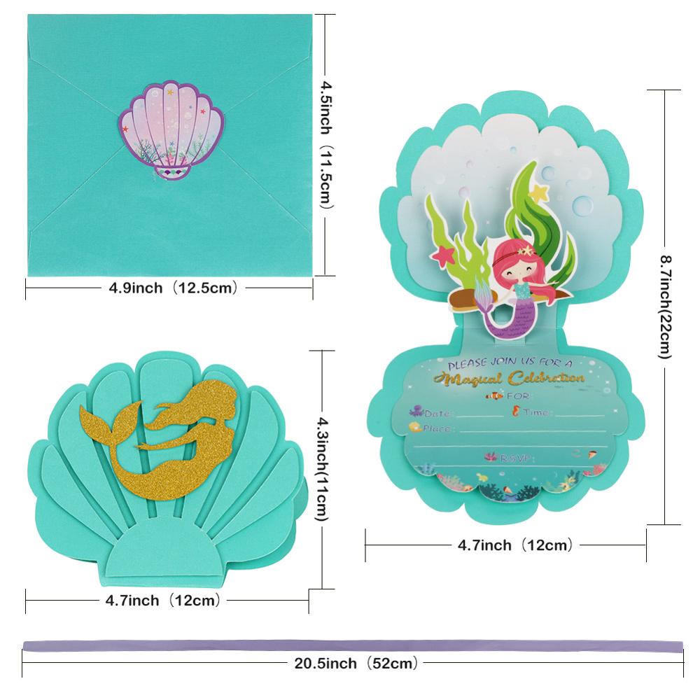Mermaid Birthday Party Invitations Set (6 Cards) by HitMyNeed