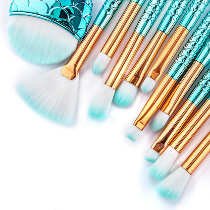 Mermaid Makeup Brush Set Kit, 11 Piece by HitMyNeed
