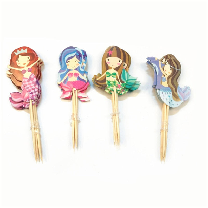 Mermaid Party Cake Toppers Set of 24 by HitMyNeed