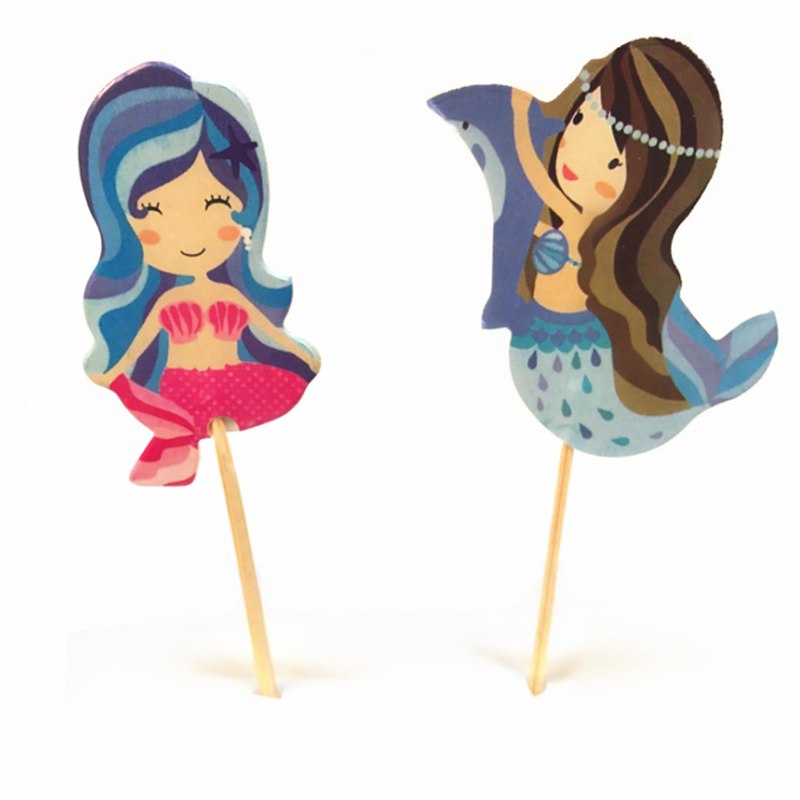 Mermaid Party Cake Toppers Set of 24 by HitMyNeed