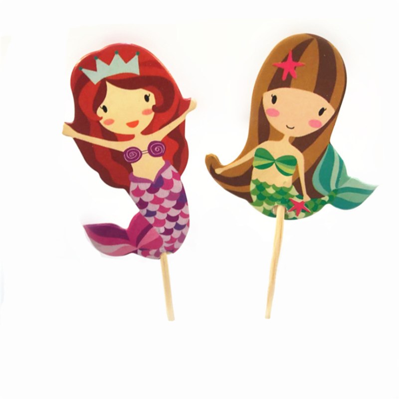 Mermaid Party Cake Toppers Set of 24 by HitMyNeed