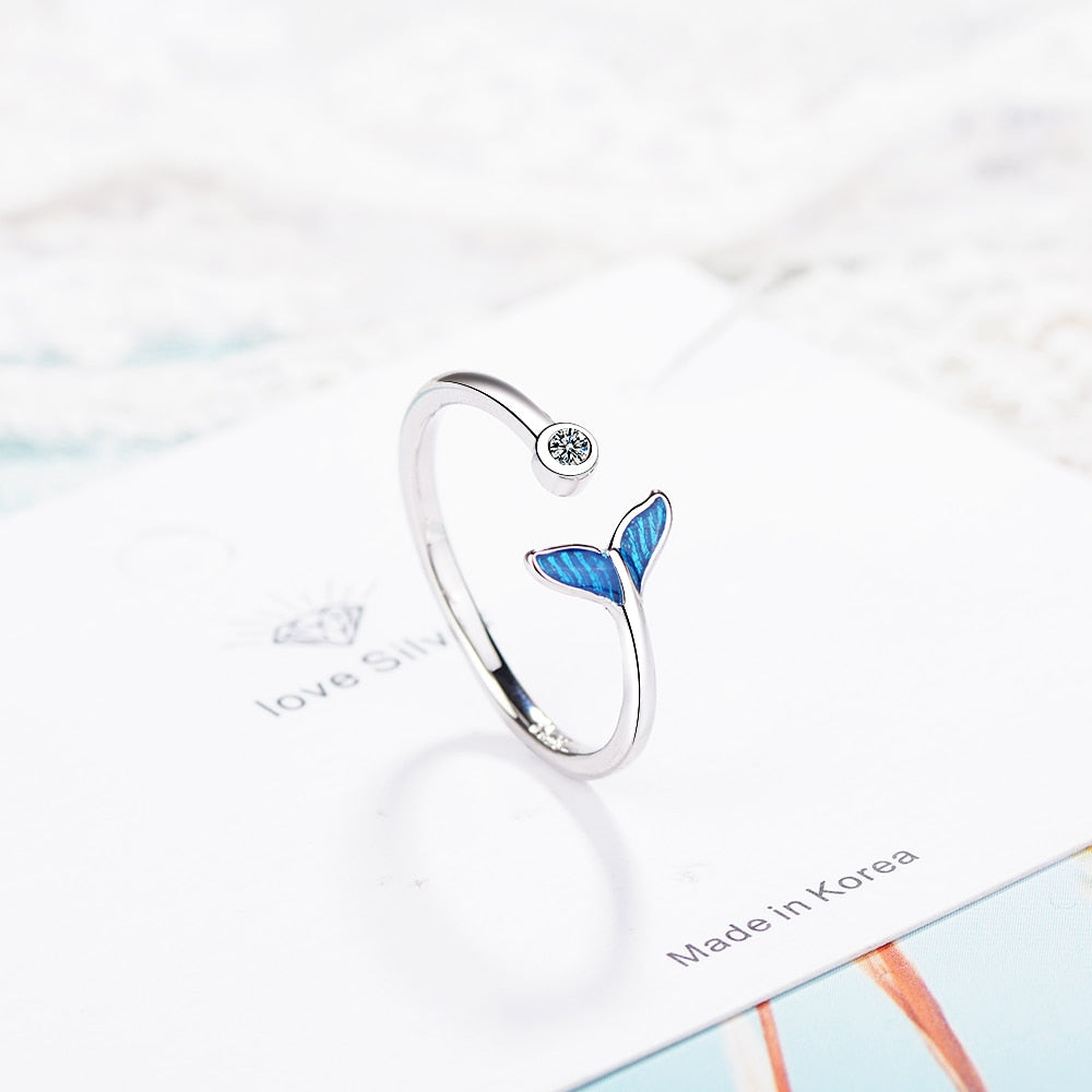 Mermaid Tail Adjustable Ring with Blue Zircon by HitMyNeed
