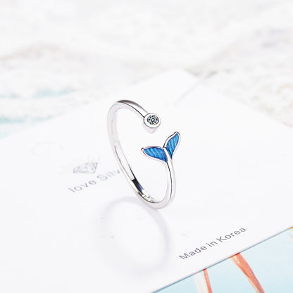 Mermaid Tail Adjustable Ring with Blue Zircon by HitMyNeed