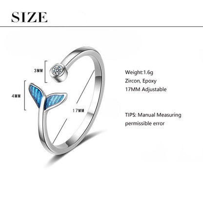 Mermaid Tail Adjustable Ring with Blue Zircon by HitMyNeed