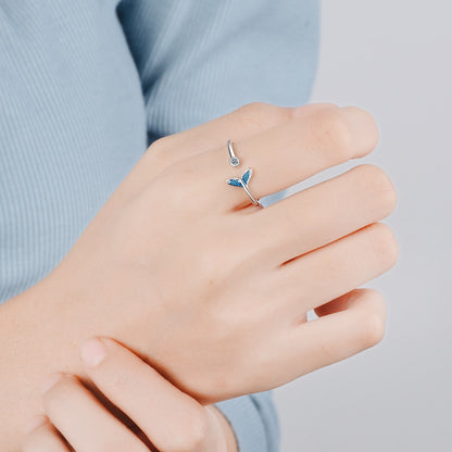 Mermaid Tail Adjustable Ring with Blue Zircon by HitMyNeed