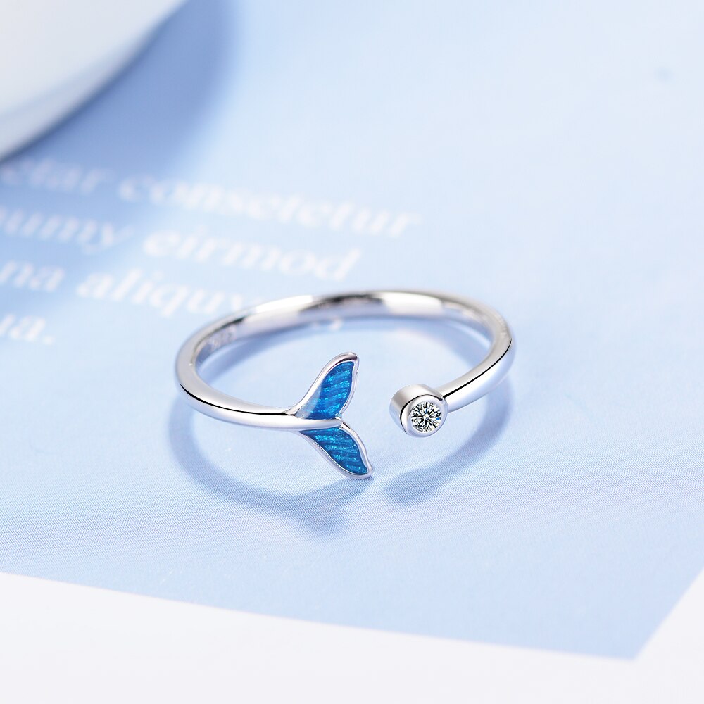 Mermaid Tail Adjustable Ring with Blue Zircon by HitMyNeed