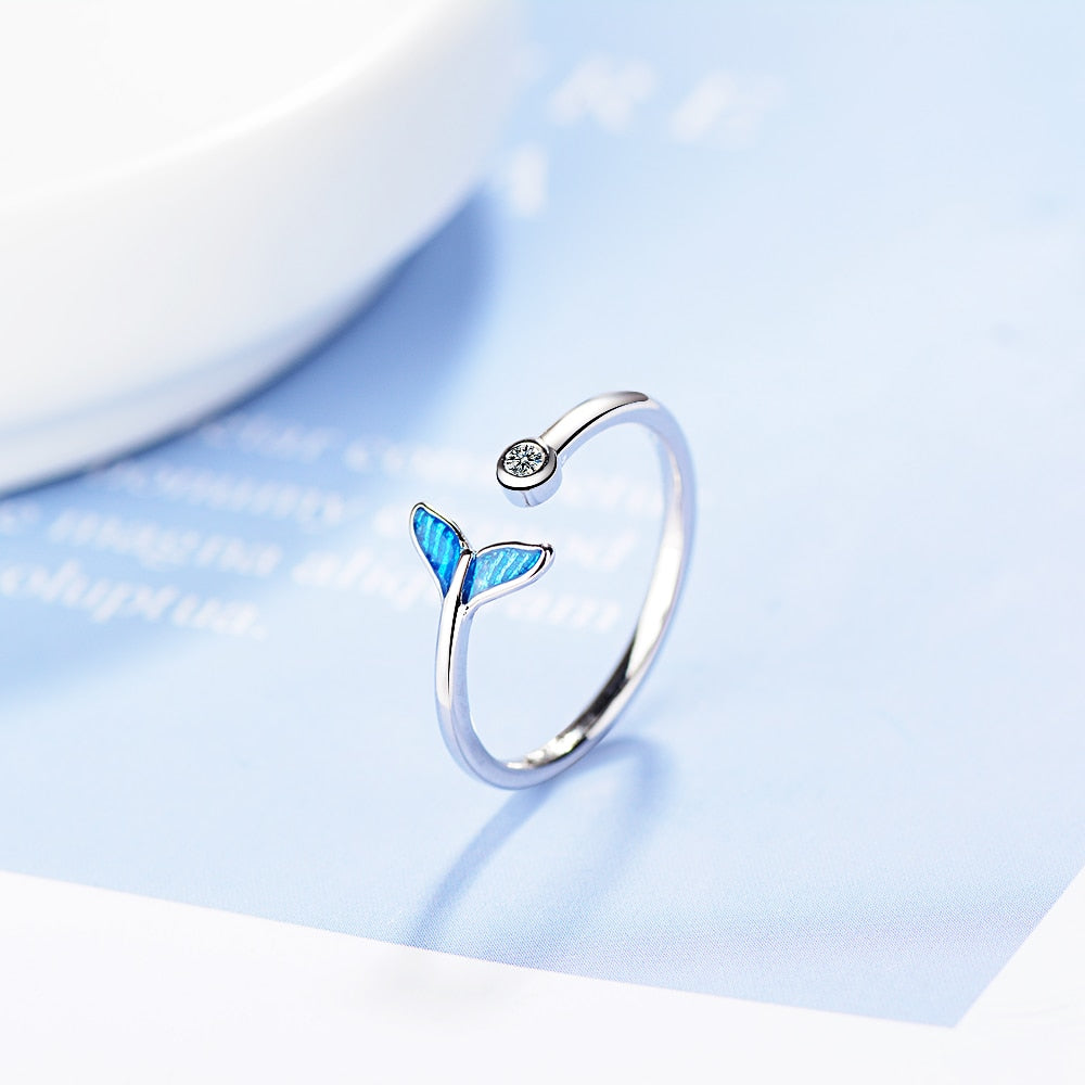 Mermaid Tail Adjustable Ring with Blue Zircon by HitMyNeed