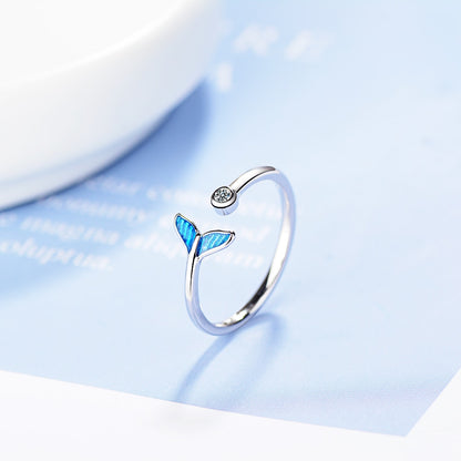 Mermaid Tail Adjustable Ring with Blue Zircon by HitMyNeed