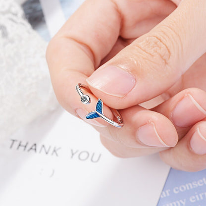 Mermaid Tail Adjustable Ring with Blue Zircon by HitMyNeed