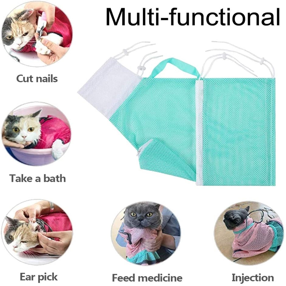 Mesh Cat Bath Bag with Adjustable Drawstring by HitMyNeed