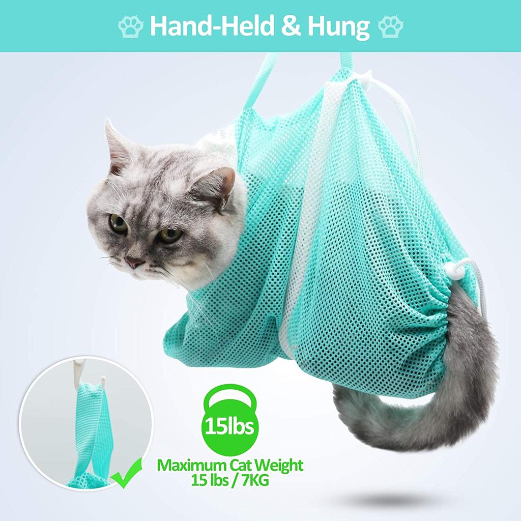 Mesh Cat Bath Bag with Adjustable Drawstring by HitMyNeed