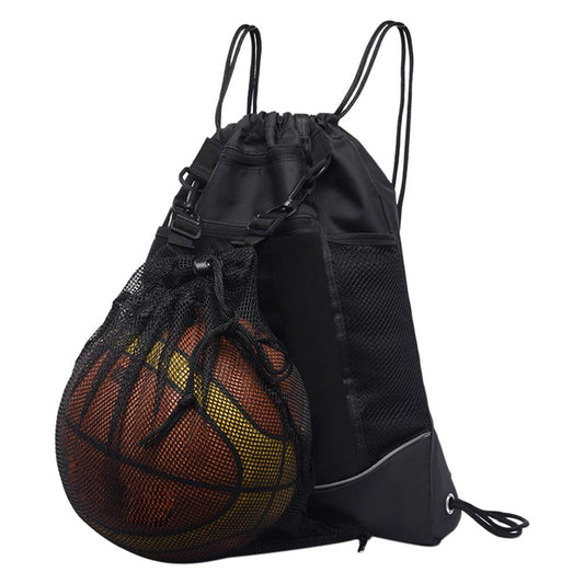 Mesh Drawstring Ball Backpack with Storage Pockets by HitMyNeed