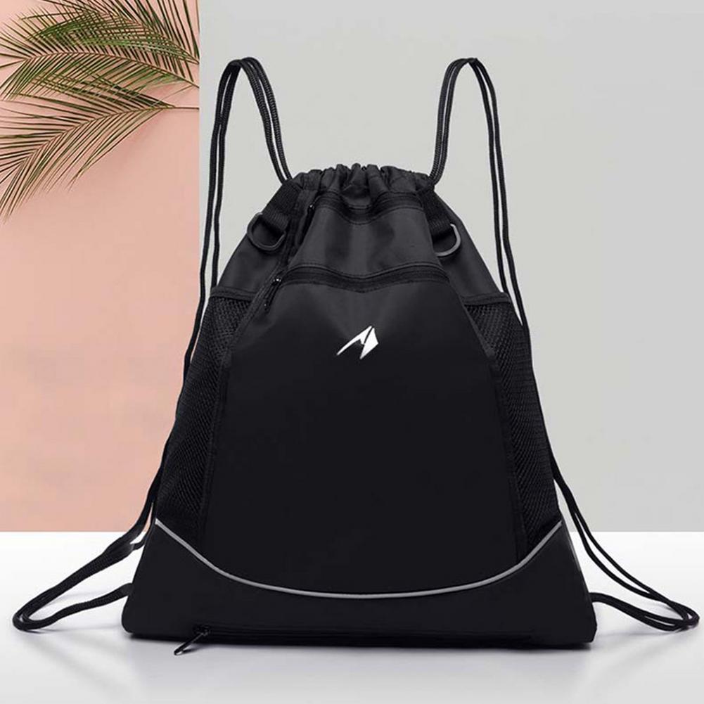 Mesh Drawstring Ball Backpack with Storage Pockets by HitMyNeed