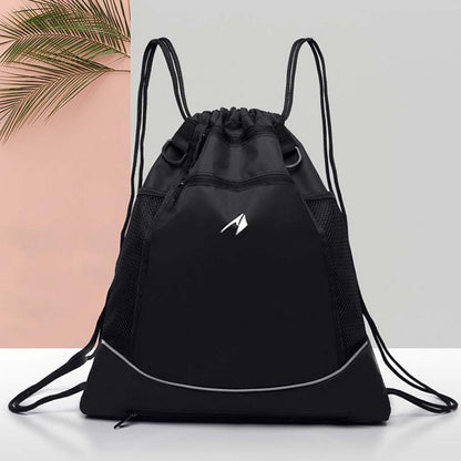 Mesh Drawstring Ball Backpack with Storage Pockets by HitMyNeed