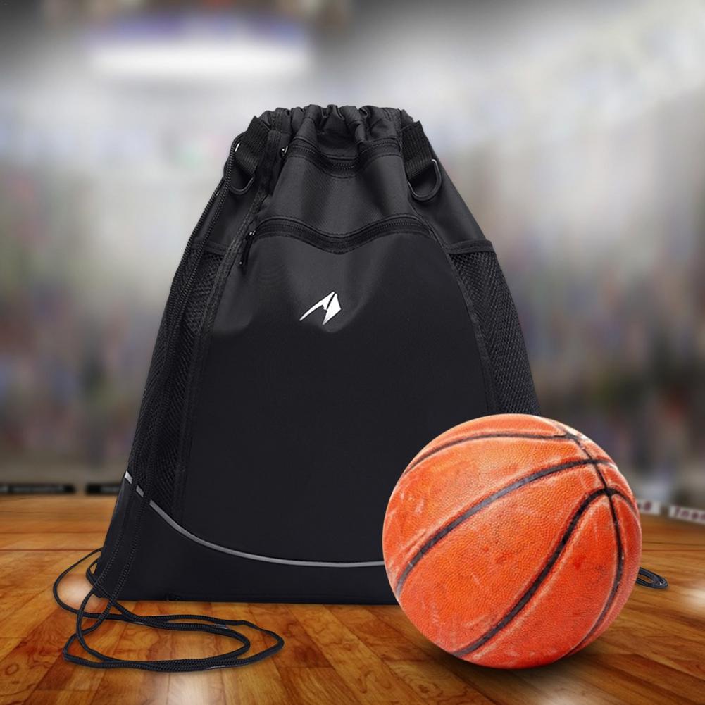 Mesh Drawstring Ball Backpack with Storage Pockets by HitMyNeed
