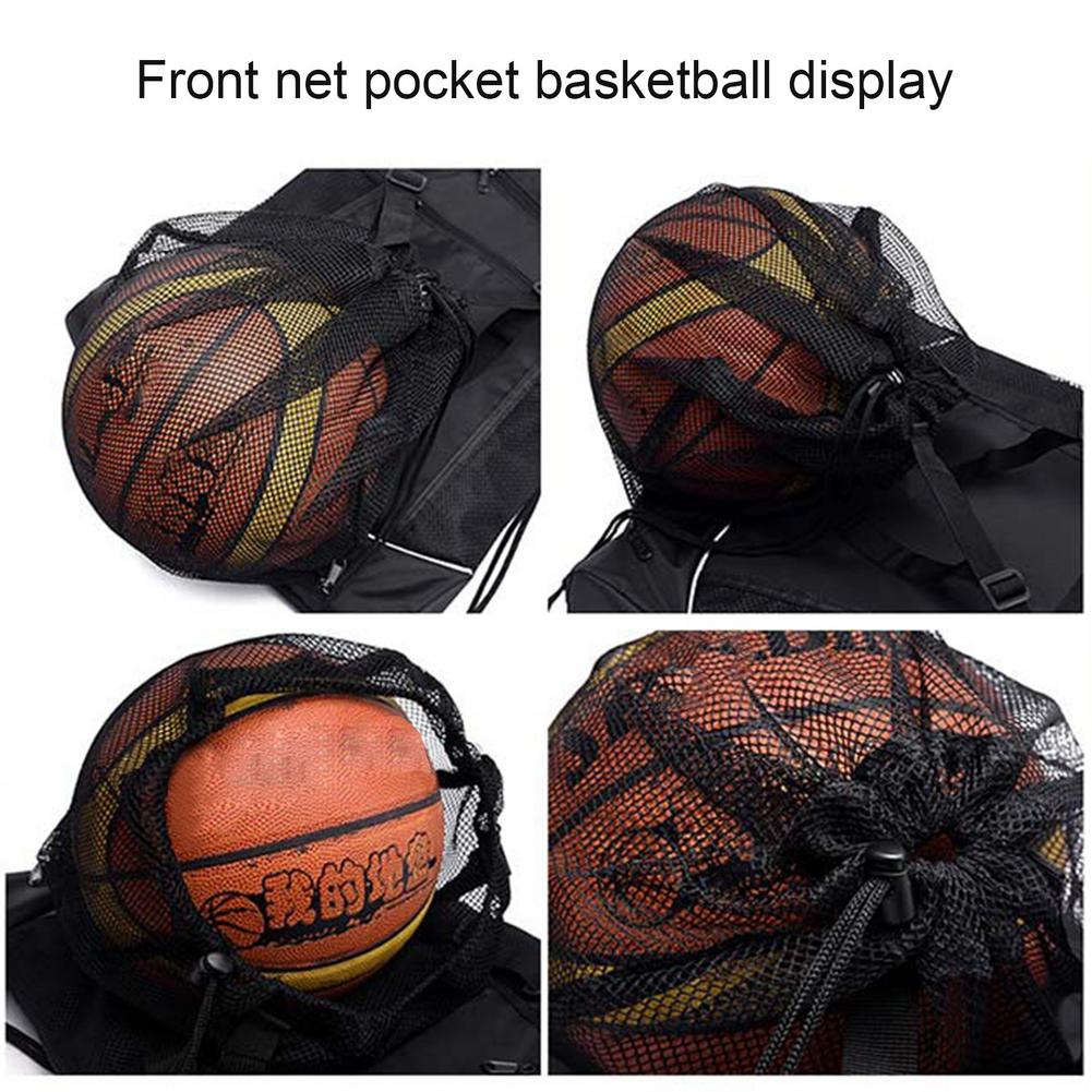 Mesh Drawstring Ball Backpack with Storage Pockets by HitMyNeed
