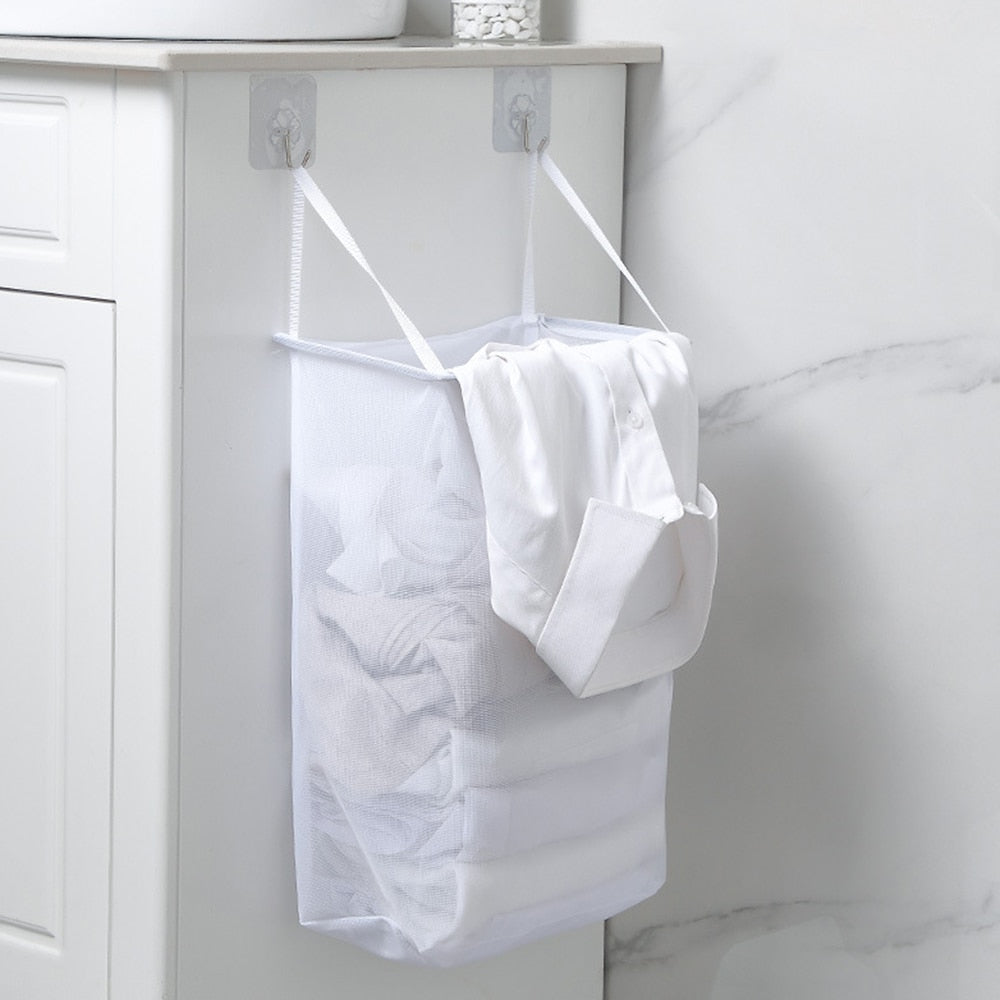 Mesh Hanging Laundry Hamper with Hooks by HitMyNeed
