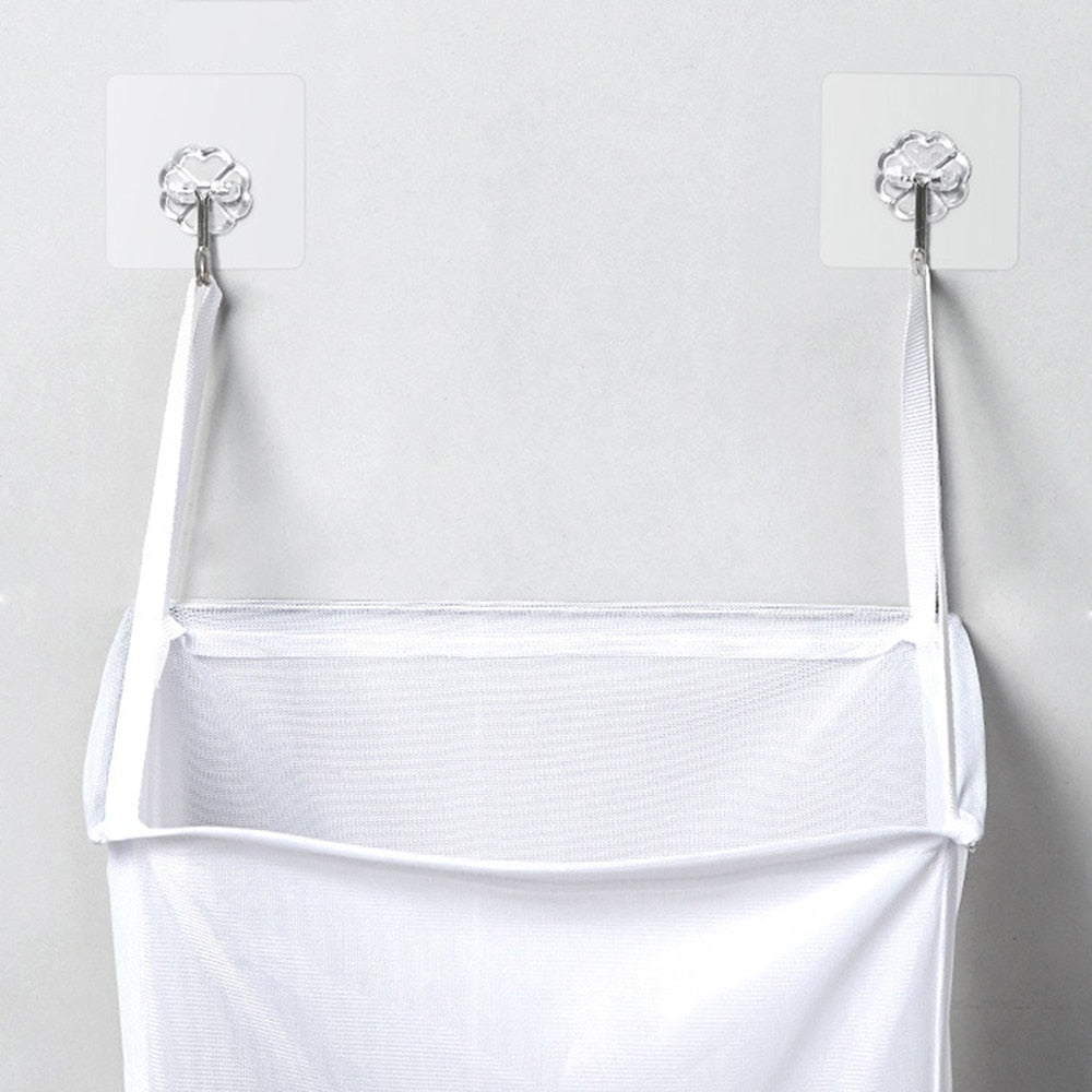 Mesh Hanging Laundry Hamper with Hooks by HitMyNeed