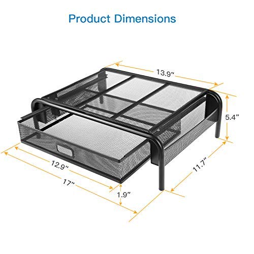 Mesh Steel Monitor Stand with Storage Drawer by HitMyNeed