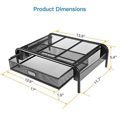 Mesh Steel Monitor Stand with Storage Drawer by HitMyNeed