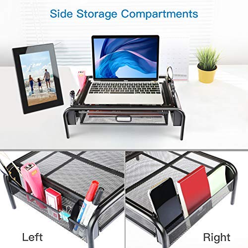 Mesh Steel Monitor Stand with Storage Drawer by HitMyNeed