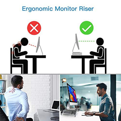 Mesh Steel Monitor Stand with Storage Drawer by HitMyNeed