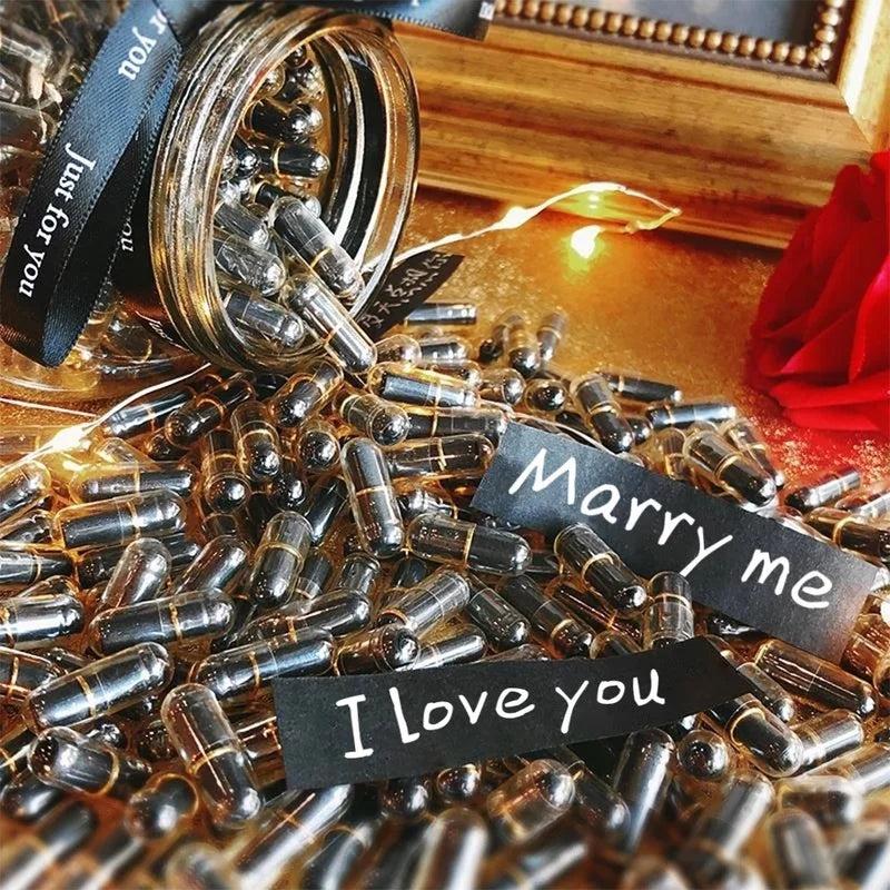 Message Capsule Love Pill Set with Notes & Rings by HitMyNeed