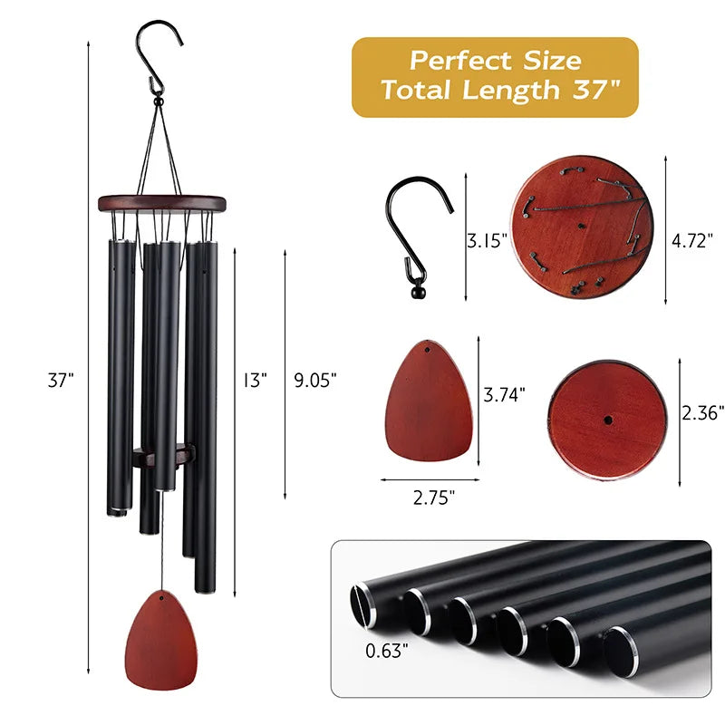 Metal 6-Tube Aluminum Wind Chime 37 Inch by HitMyNeed