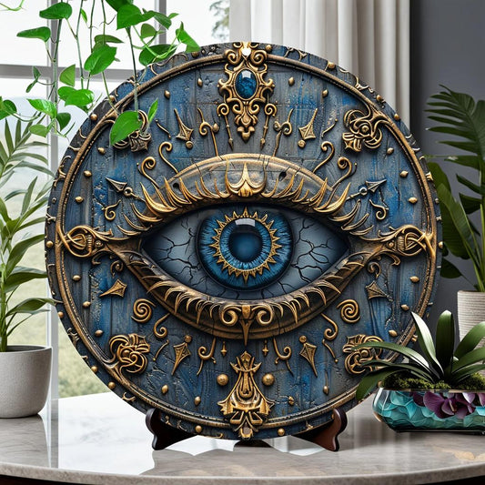 Metal All-Seeing Eye Pyramid Wall Sign Decor 30x30cm-11-8x11-8in by HitMyNeed