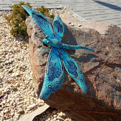 Metal and Glass Dragonfly Outdoor Wall Art by HitMyNeed
