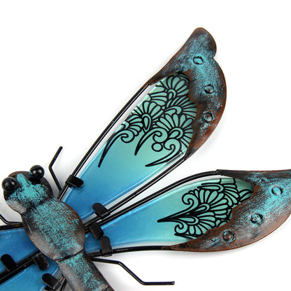 Metal and Glass Dragonfly Outdoor Wall Art by HitMyNeed