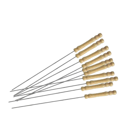 Metal BBQ Skewers with Wooden Handle - Set of 10 by HitMyNeed