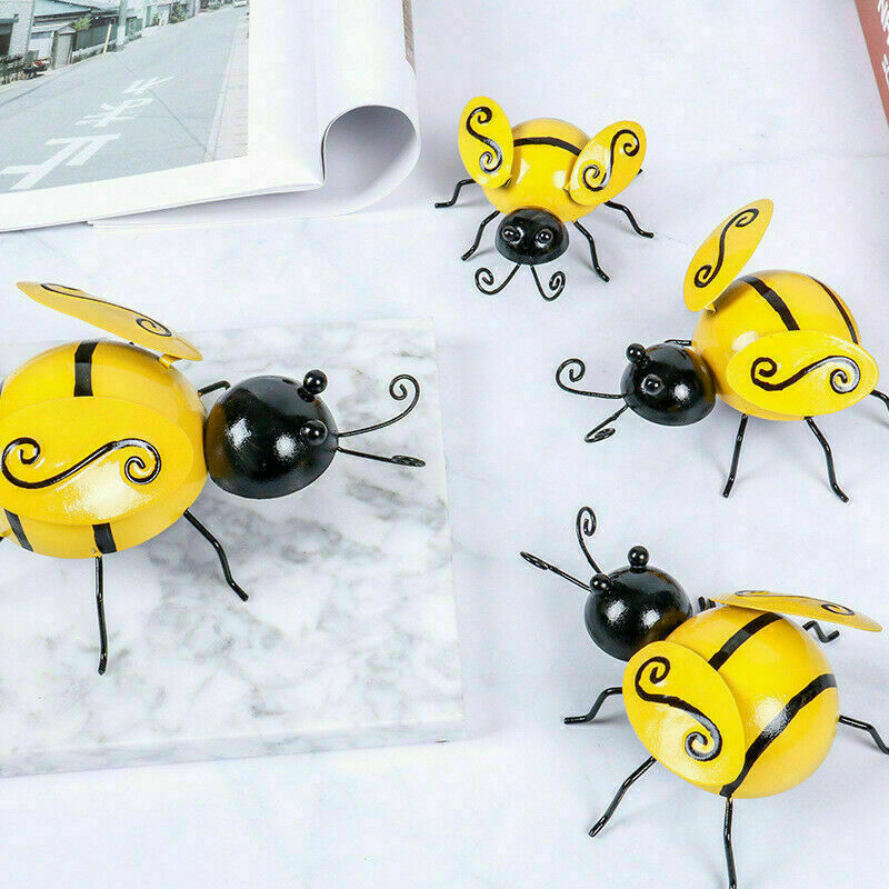 Metal Bee Wall Decor Set of 4 for Garden & Home by HitMyNeed