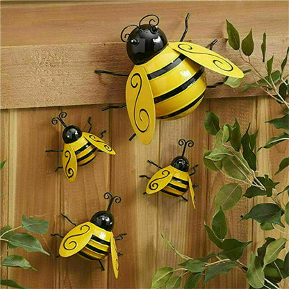 Metal Bee Wall Decor Set of 4 for Garden & Home by HitMyNeed